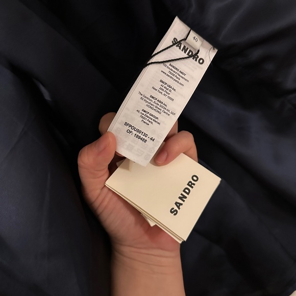 Sandro Pleat-Back Trench Coat nwt size 40 navy - Picture 3 of 8